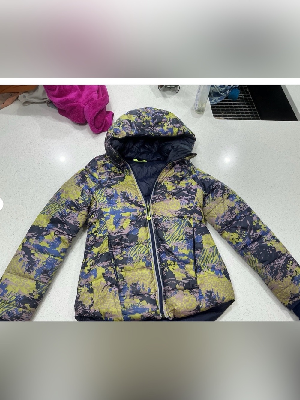 Ivivva by Lululemon reversible down jacket Girl’s size 10 Purple Yellow